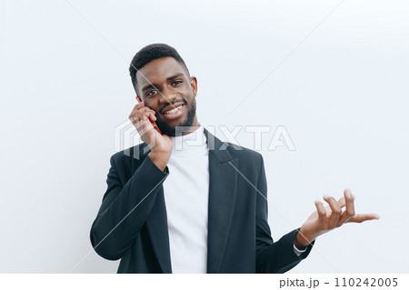 smile man young phone screen mobile happy african technology businessman black 110242005