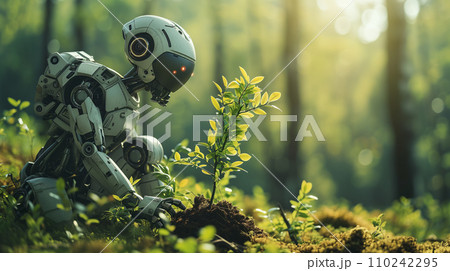 Environmen concept, Earth day, Robot hand...のイラスト素材 [110242295] - PIXTA