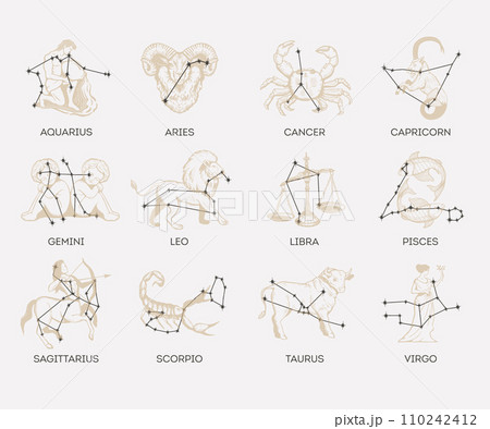 Collection of zodiac signs. Constellation set Collection of zodiac signs. Constellation set 110242412