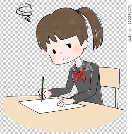 Female student taking a test Female student taking a test 110242570