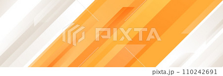 Orange and gray diagonal line footer design. Abstract horizontal sport background. Wide sporty banner template for presentation, footer, header, poster. Gradient geometric shape wallpaper. Vector 110242691
