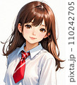 口を閉じて考える女子高生 110242705