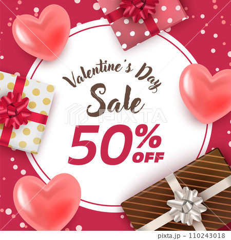 ハートとギフトボックスの背景_赤4 ハートとギフトボックスの背景_赤4 110243018