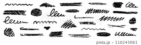 Chalk brush underline stroke set. Crayon marker highlight scribble stroke. Vector hand drawn brush underline element set for accent, crayon texture emphasis element. Rough chalk vector Chalk brush underline stroke set. Crayon marker highlight scribble stroke. Vector hand drawn brush underline element set for accent, crayon texture emphasis element. Rough chalk vector 110243061