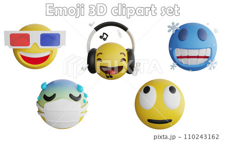 Emoji clipart element ,3D render emoji and emoticon concept isolated on white background icon set No.7 Emoji clipart element ,3D render emoji and emoticon concept isolated on white background icon set No.7 110243162