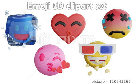 Emoji clipart element ,3D render emoji and emoticon concept isolated on white background icon set No.8 Emoji clipart element ,3D render emoji and emoticon concept isolated on white background icon set No.8 110243163