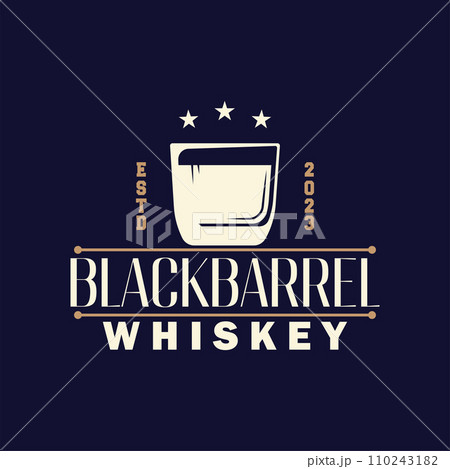 Whiskey Logo, Drink Label Design With Old Retro Vintage Ornament Illustration Premium Template 110243182
