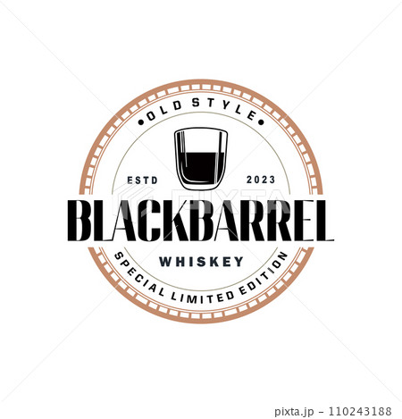 Whiskey Logo, Drink Label Design With Old Retro Vintage Ornament Illustration Premium Template 110243188