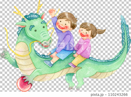 【龍年】騎在龍背上的孩子水彩插畫 【龍年】騎在龍背上的孩子水彩插畫 110243266