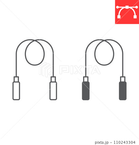 Jumping rope line and glyph icon, sport and fitness, skipping rope vector icon, vector graphics, editable stroke outline sign, eps 10. 110243304