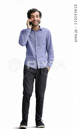 young man in full growth. isolated on white background taking selfie young man in full growth. isolated on white background taking selfie 110243618