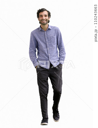full-length portrait of a young man. standing isolated on white background 110243663