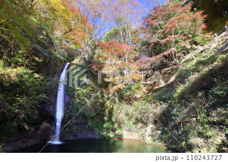 埼玉県秩父郡皆野町上日野沢　日野沢三滝のひとつで日光の華厳の滝から名前をとった秩父華厳の滝と紅葉 110243727