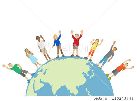 地球から手をふる多民族の子供達 110243743