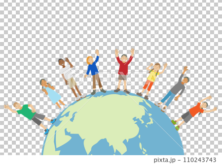 地球から手をふる多民族の子供達 110243743