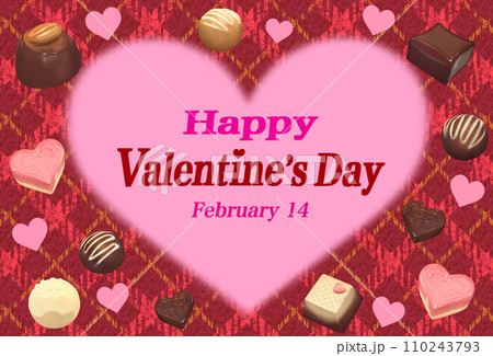 バレンタイン ハートとチョコレート ロゴ入り バレンタイン ハートとチョコレート ロゴ入り 110243793