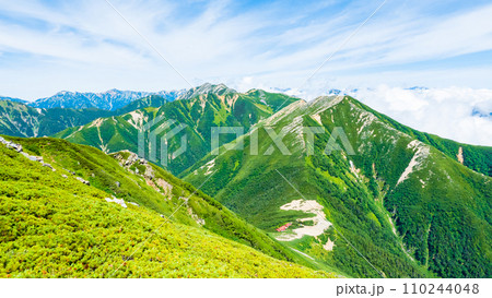 夏の常念岳登山(前常念岳~常念岳:大天井岳方面の眺め) 夏の常念岳登山(前常念岳~常念岳:大天井岳方面の眺め) 110244048