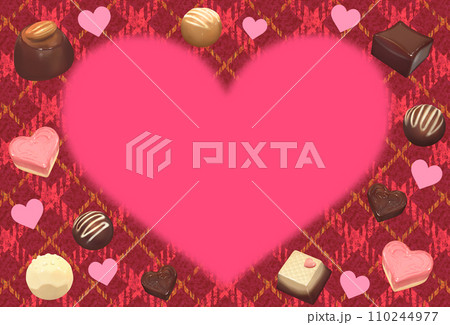 バレンタインのフレーム背景　ハートとチョコレート 110244977
