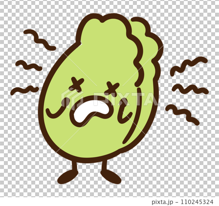 Deformed anthropomorphic illustration of a cute Chinese cabbage character causing a panic Deformed anthropomorphic illustration of a cute Chinese cabbage character causing a panic 110245324