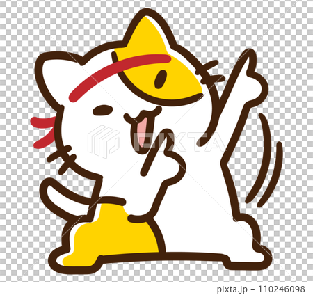 Deformed illustration of a cute cat character performing otaku tricks Deformed illustration of a cute cat character performing otaku tricks 110246098