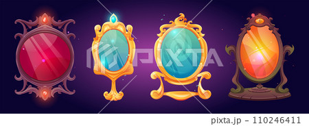 Magic vintage mirror with decorative frame 110246411