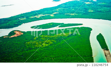 Aerial view of river in Riau Islands, Indonesia Aerial view of river in Riau Islands, Indonesia 110246754
