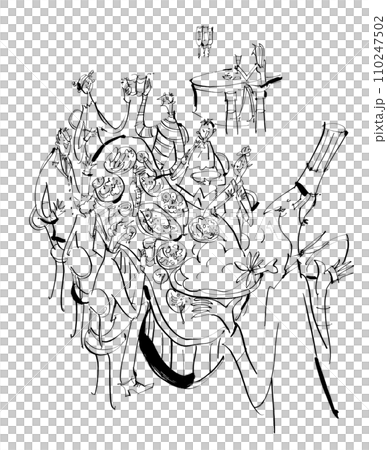 餐廳聚會祝酒人有趣的手繪插畫 110247502