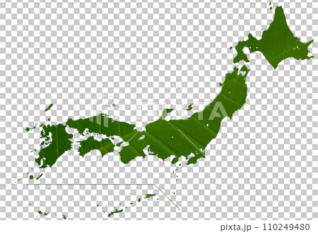 日本地圖，用大綠葉繪製的美麗紋理 110249480