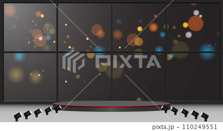black podium led screen background in black studio use as background 110249551