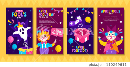 April Fools Day Social Media Stories Flat Cartoon Hand Drawn Templates Background Illustration April Fools Day Social Media Stories Flat Cartoon Hand Drawn Templates Background Illustration 110249611