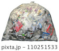 プラスチックの資源ゴミが入った半透明のポリ袋 プラスチックの資源ゴミが入った半透明のポリ袋 110251533