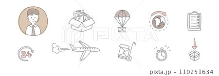 Delivery and Logistic Simple Line Icon and Object Vector Set 110251634