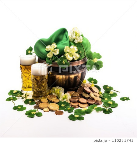 Composition for St. Patrick's Day isolated on white background 110251743