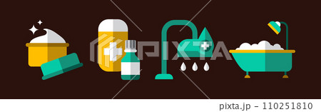 Flat Personal Hygiene Icon and Item Vector Set 110251810