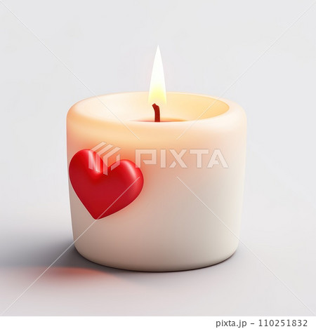Festive candle with heart isolated on white background. Valentine's Day 110251832