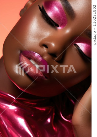 Fashion Portrait closeup of beautiful black woman. Beauty african face. Fashion Portrait closeup of beautiful black woman. Beauty african face. 110251902