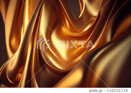 Abstract background. Gold flying silk. Fabric in the wind. Cloth Wallpaper. Abstract background. Gold flying silk. Fabric in the wind. Cloth Wallpaper. 110252119