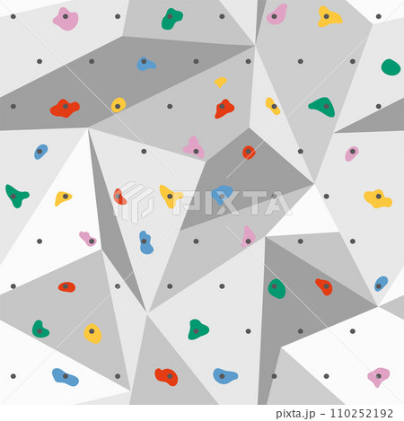 Climbing wall seamless pattern. Vector holds for rock climbing on a grey wall in the gym, sport repeat background. Climbing wall seamless pattern. Vector holds for rock climbing on a grey wall in the gym, sport repeat background. 110252192