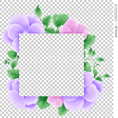 Watercolor hand drawn illustration Violet purple flower and leaves frames for wedding invitation bridal shower greeting card 110252213