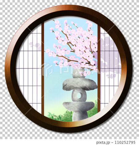 從圓窗望去的桃花風景 從圓窗望去的桃花風景 110252795