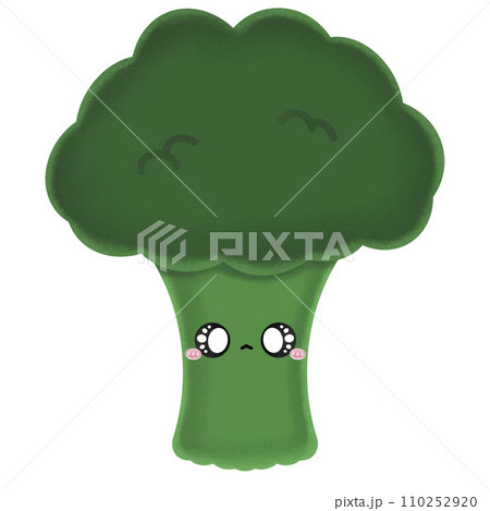 Cute Broccoli Mascot Character Kawaii Cartoon Broccoli Cartoon illustration Green Vegetable Drawing Cartoon Ingredient Food Vegetable Cute Broccoli Kawaii Broccoli 110252920