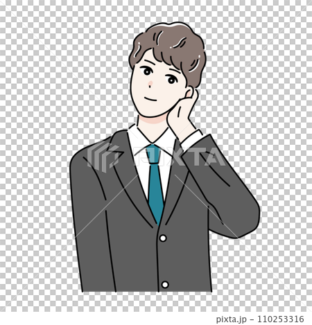 かっこつけたポージングをしているビジネスパーソンのイラスト 110253316