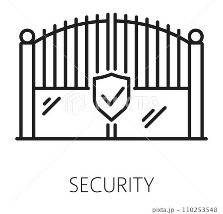 Real estate security outline icon with gates....のイラスト素材 [110253548] - PIXTA