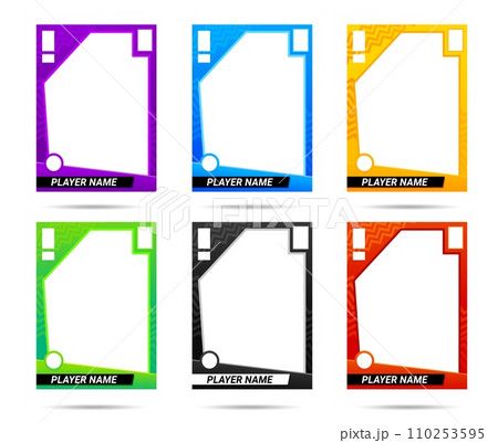 Sport trading card frames, team player photo picture vector templates. Sportsman or game player sport trading cards with copy space background and name layouts collection with rectangle blank design Sport trading card frames, team player photo picture vector templates. Sportsman or game player sport trading cards with copy space background and name layouts collection with rectangle blank design 110253595