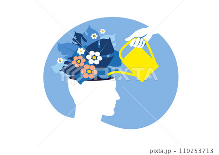 Psychotherapy concept. Man with mental disorder fight against stress, depression, emotional burnout. Vector illustration. Psychotherapy concept. Man with mental disorder fight against stress, depression, emotional burnout. Vector illustration. 110253713