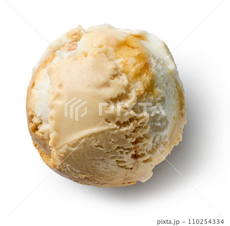 vanilla and caramel ice cream ball 110254334