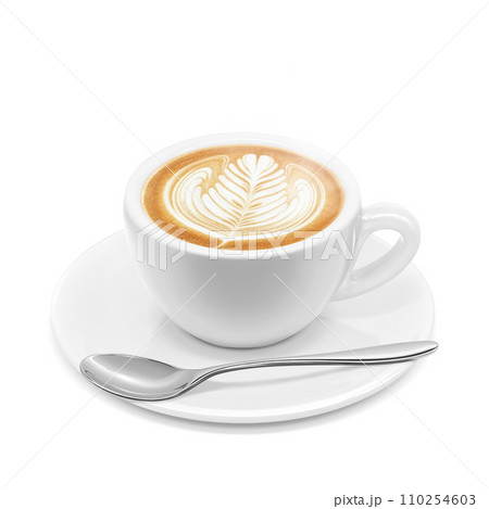 カフェラテのイラスト リアル 110254603
