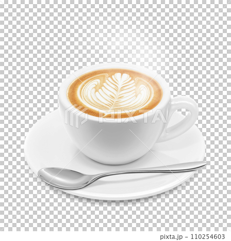カフェラテのイラスト リアル 110254603