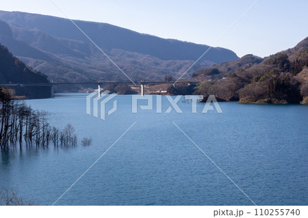 八ッ場大橋から見る八ッ場あがつま湖の上流方向 110255740