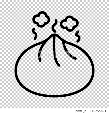 肉包子和蒸氣圖示。向量。 110255821